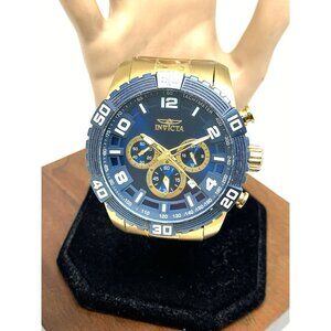 Invicta Men's Watch 24604 Pro Diver Quartz Chronograph Gold Steel Blue Dial 48mm